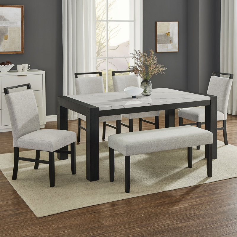 Banc de salle à manger rembourré gris clair 1pc