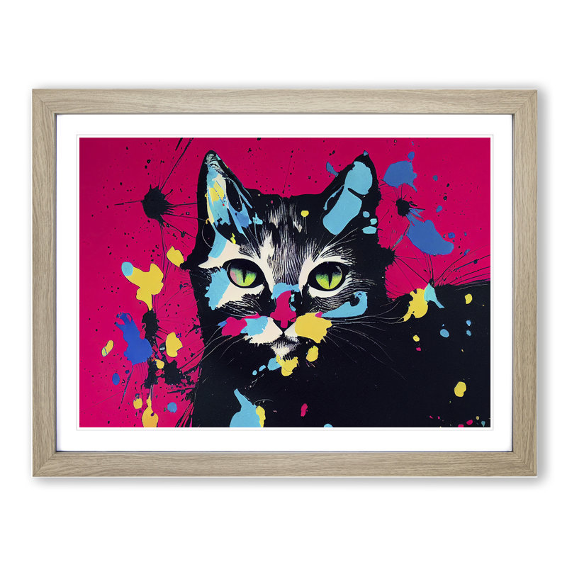 Cat Splashed Vol.1 Abstract - Framed Print, 34cm H x 46cm W x 2cm D, Oak Framed