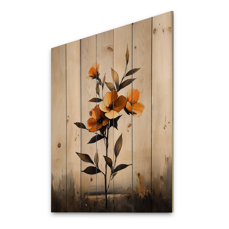 Monogramme de souci solitude I - Art mural en bois souci - sur bois de pin naturel, H 40 po x l 30 po