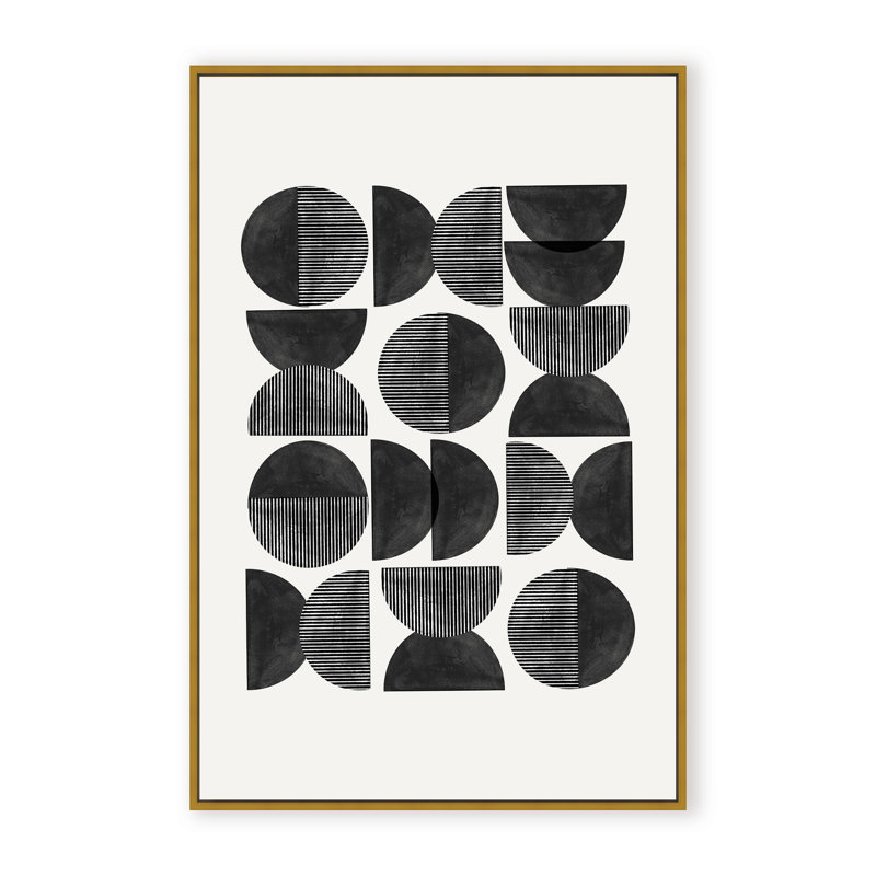 Abstract Mid Century, Geometric by  - Picture Frame Painting on Paper, 36" H x 24" W x 1.125" D, Black, Framed Matted Print