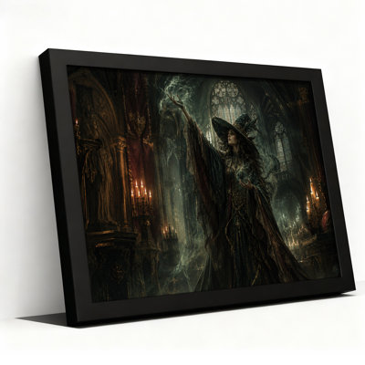 «Witch Casting Magic Smoke In Gothic Cathedral Halloween», art mural sur toile