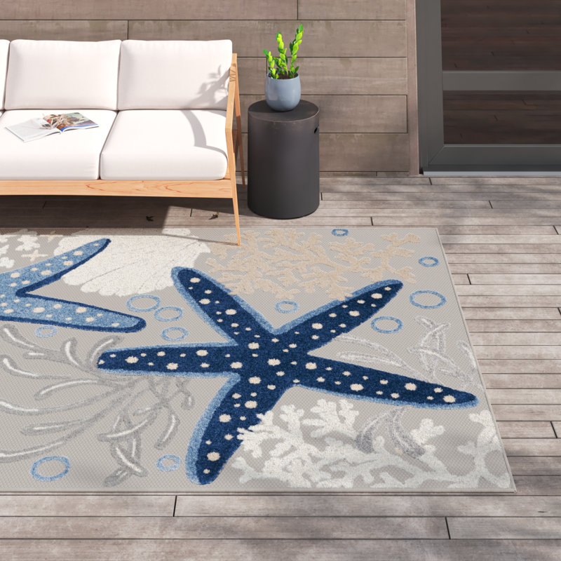 Aarav Machine Woven Floral Indoor/Outdoor Rug, Rectangle 9' x 12'