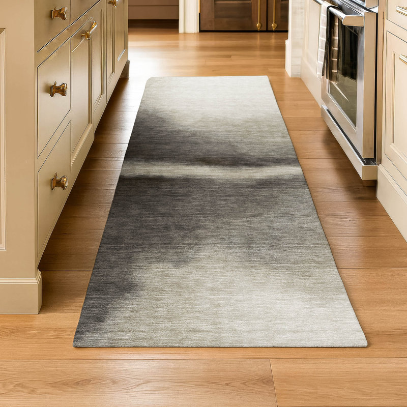 Premium Machine Washable Mayfield AMF2419 Abstract Rug, 2'3" x 7'6" Runner, Taupe