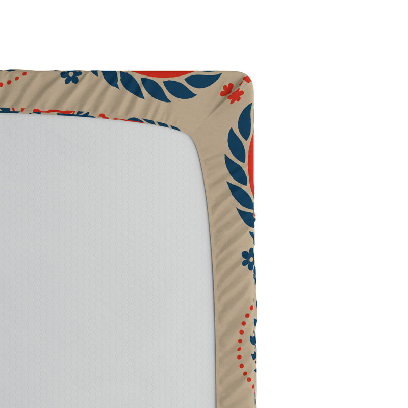 Microfiber Animal Print Fitted Sheet, Full Fitted Sheet, Blue/Orange Floral