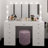 Boahaus EXTRA-LARGE Makeup Vanity with Lights, 11 Drawers, Large Mirror, Built In Lights, Power Outlet, Glass Top