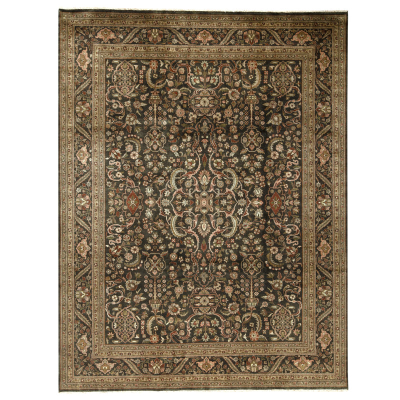 Hand Knotted Wool Oriental Area Rug in Black