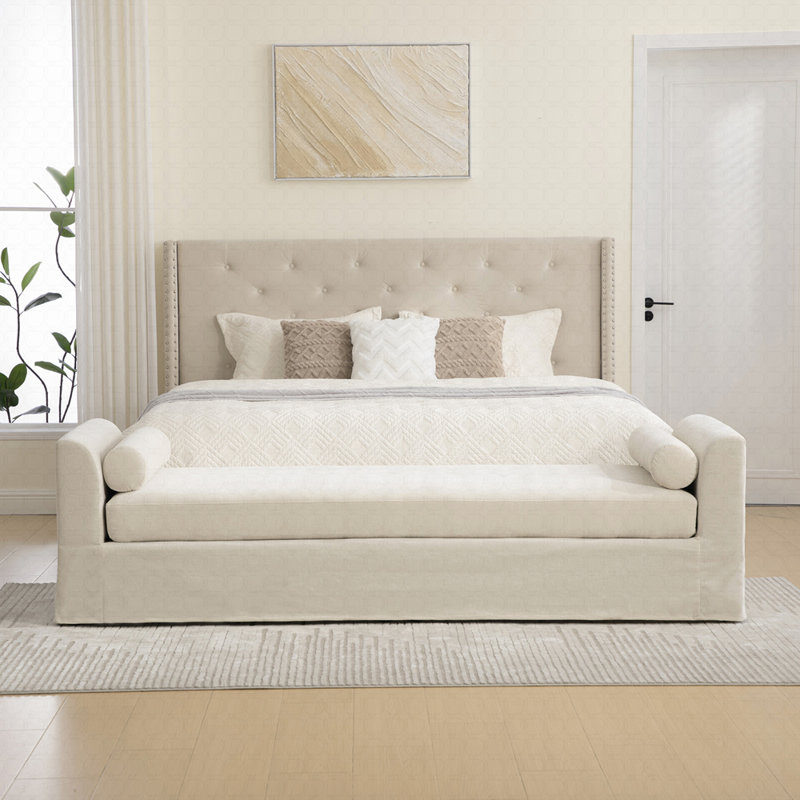 Banc moderne de 90,55 po de largeur, Beige