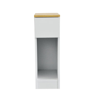 8 In. White Titanium Rectangular Wood End Table With 1 Drawer