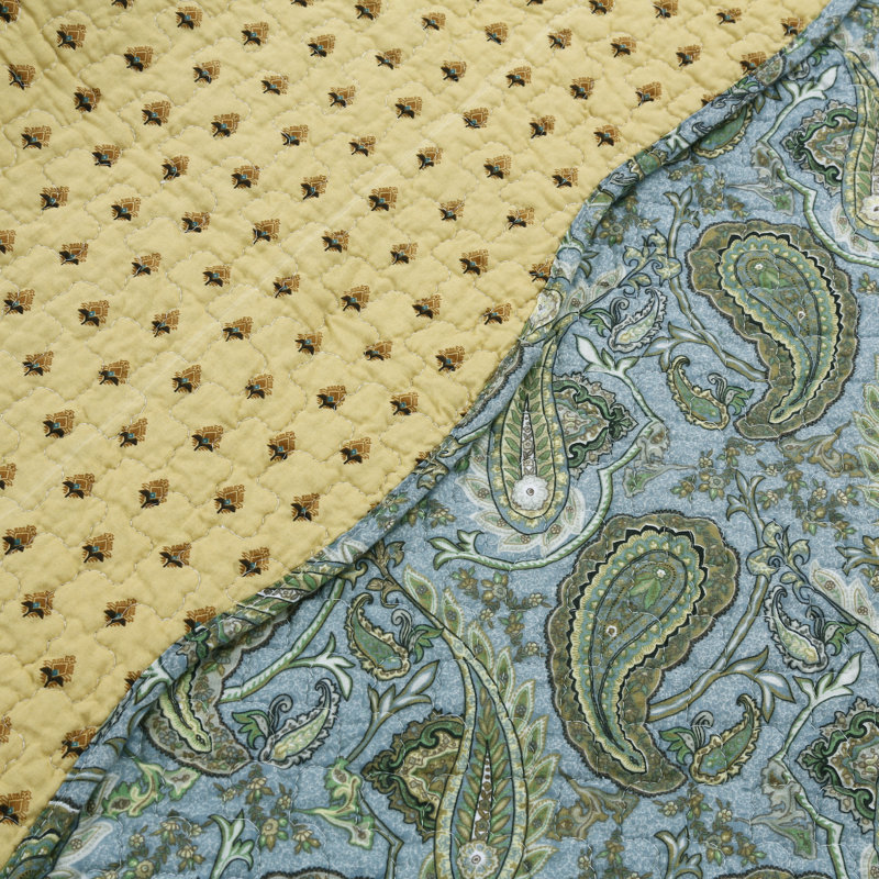 Green Paisley Reversible Cotton Throw Blanket 60" x 50"