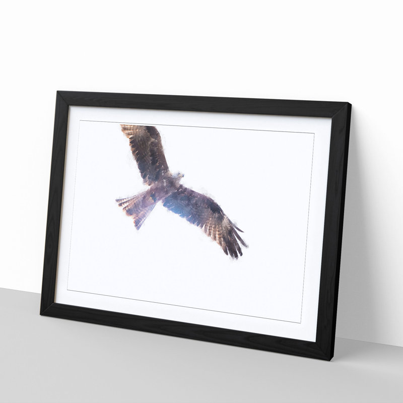 Flying Eagle - Picture Frame Graphic Art Print, 45cm H x 63cm W x 2cm D, Black Framed