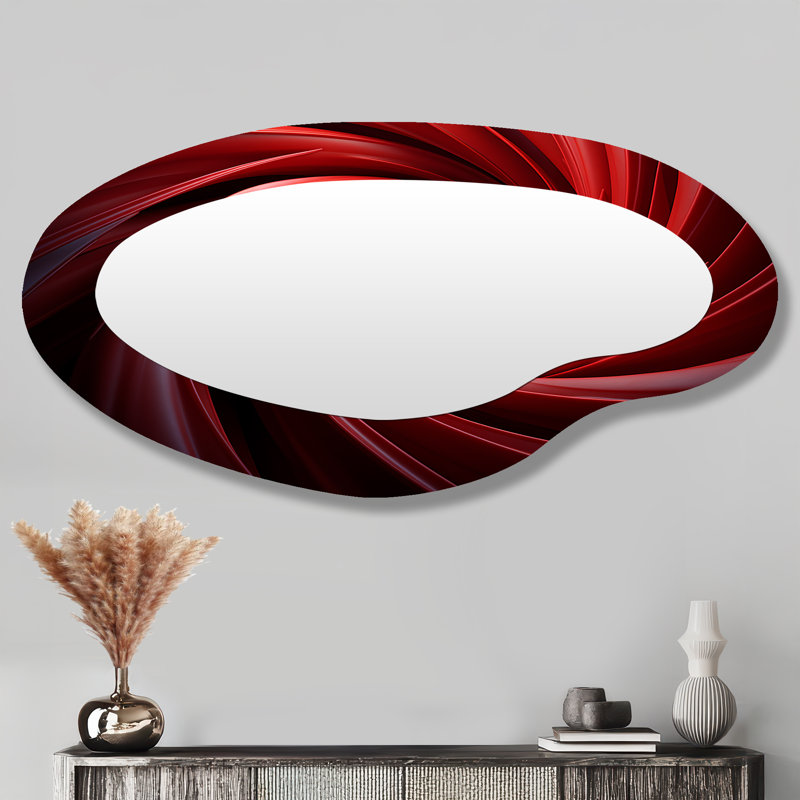 Miroir mural moderne rouge à spirale abstraite Dreamscape II - Abstract Spirals