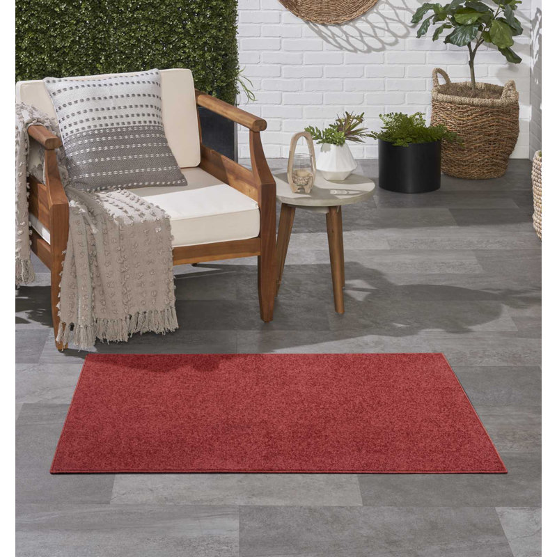 Tapis intérieur / extérieur rouge Mullican Sandy, Tapis de couloir 2 pi x 4 pi
