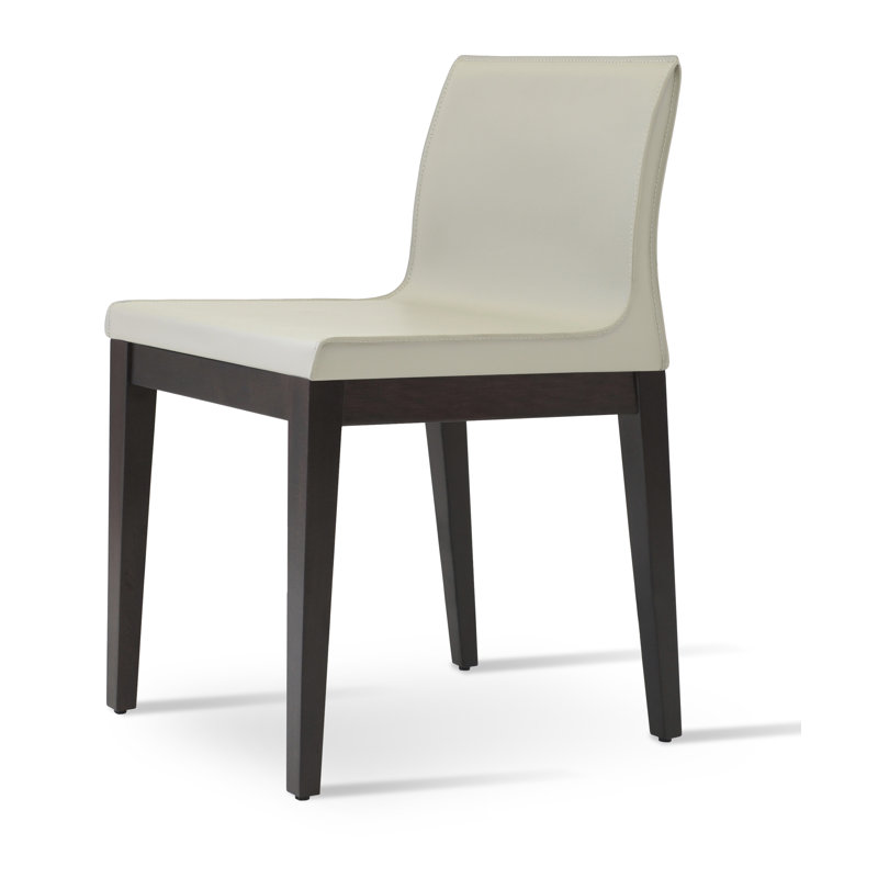 Polo Wood Side Chair, Bone Faux Leather, Original Walnut