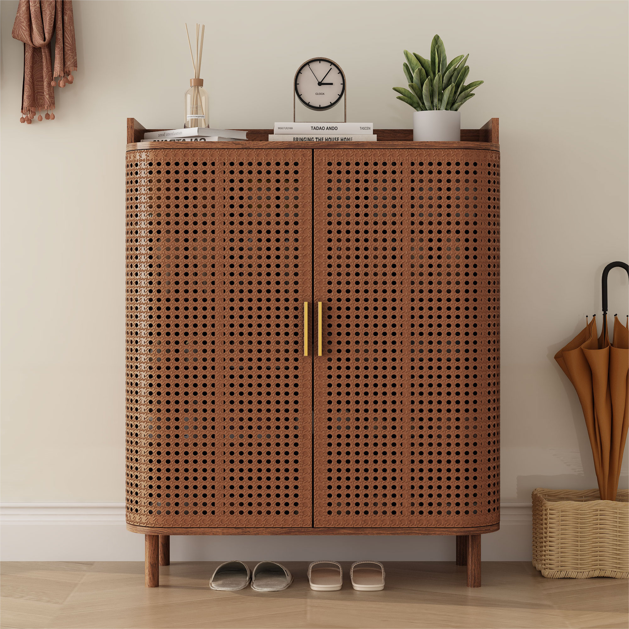 20 Pair Shoe Storage Cabinet - Walnut