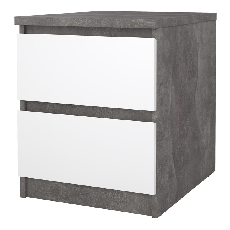 Bertraut 40.4cm W Manufactured Wood Bedside Table, White/Grey