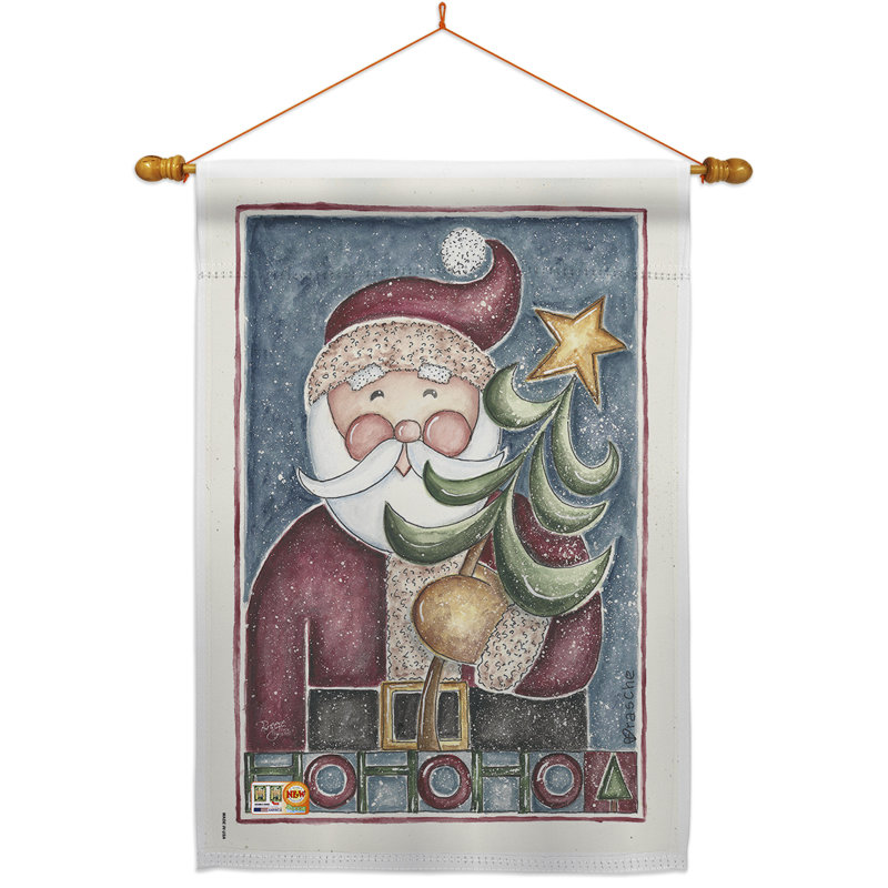 Arbre de Noël à 2 faces en polyester 40 x 28 po Hohoho Ensemble de drapeaux