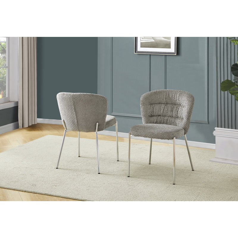 Chaises d'appoint moelleuses uniques avec pieds plaqués, Gris, Chrome