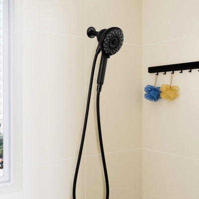 High Shower Head, 6 Spray Settings, Matte Black Handheld, 60 - Inch Metal Hose, Wall Mounted For Bathroom Practical Decor Handheld Head With And Modes, Appearance, Stainless Steel 4.8 Surface Strong