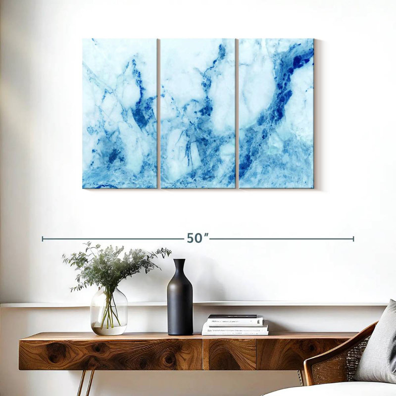 Alvord Marble Blue Abstract, 24" H x 38" W