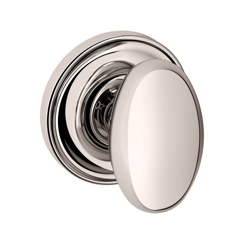 Estate Single Dummy Door Knob with 5048 Rose, Lifetime (PVD) Polished Nickel