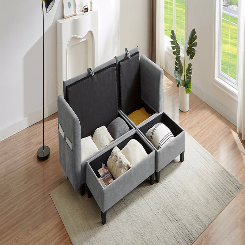 Basic Sectional Sofa, 83"  Sofa L-Shaped Sofa Upholstered  Sofa With Ample Storage Space, Movable Ottoman And Six Throw Throw Pillows