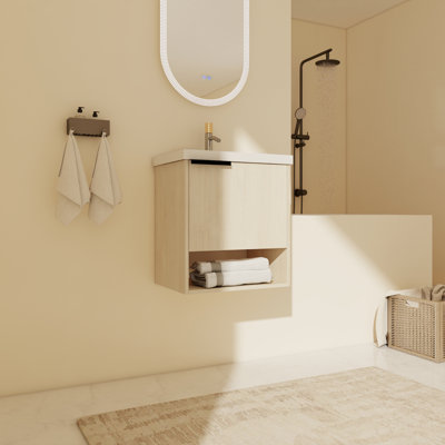 Caileon 19.93'' Wall Mounted Single Bathroom Vanity With Ceramic Top