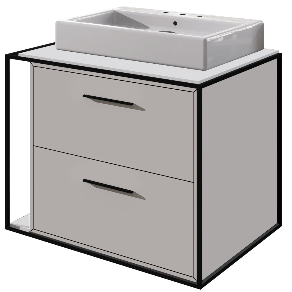 Linea 24'' Single Bathroom Vanity, Cloud, Matte Black, 8" Widespread