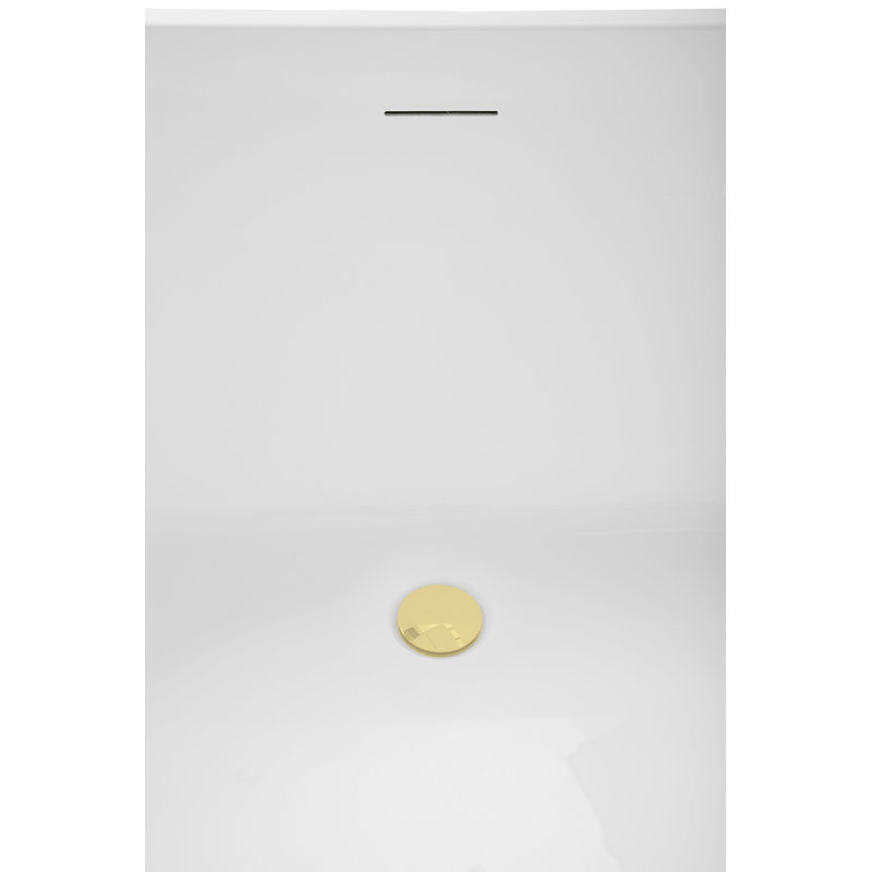 55" Streamline Soaking Freestanding Tub and Tray With Internal Drain, Polished Brass
