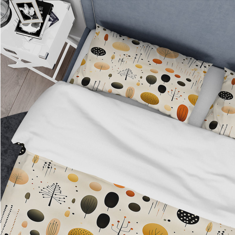 Literie botanique biologique, Housse de couette pour grand lit et 2 taies décor