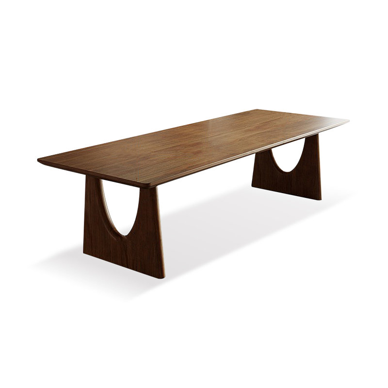 Table de salle à manger rectangulaire en bois massif brun, H 29,53 po x L 86,61 po x l 35,43 po