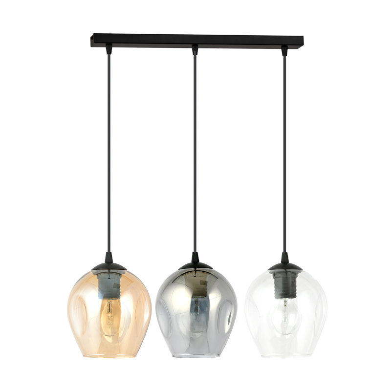 Cadi-Grace 3 - Light Black Kitchen Island Pendant, Graphite/Amber/Transparent