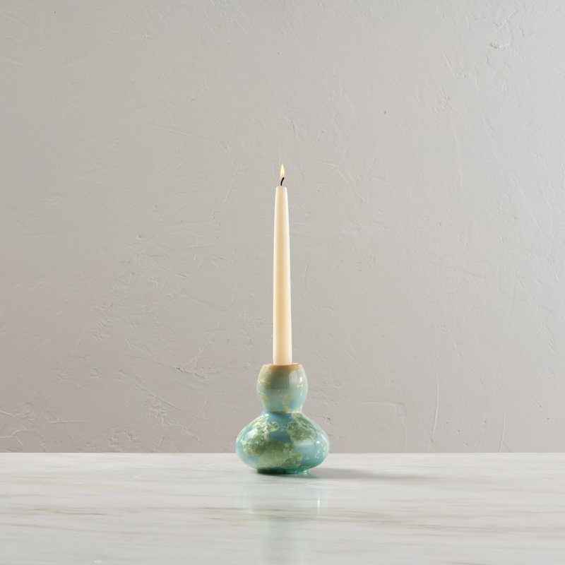 Woodstock Pottery Candlestick, Jade