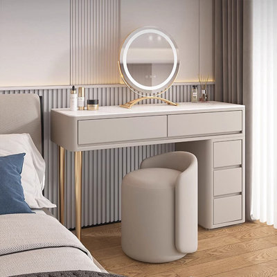 Makeup Vanity with Light mirror,5 drawers,1 chair