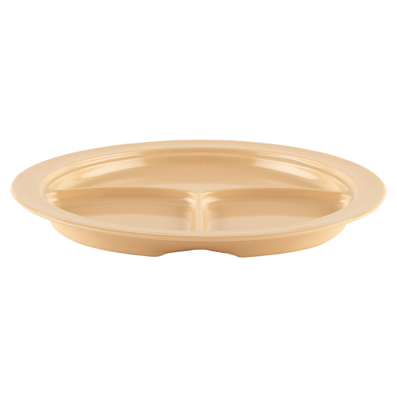 Assiette à 3 compartiments - Assiette plate en mélamine de 10 po allant au lave-vaisselle de qualité commerciale, ensemble de 12