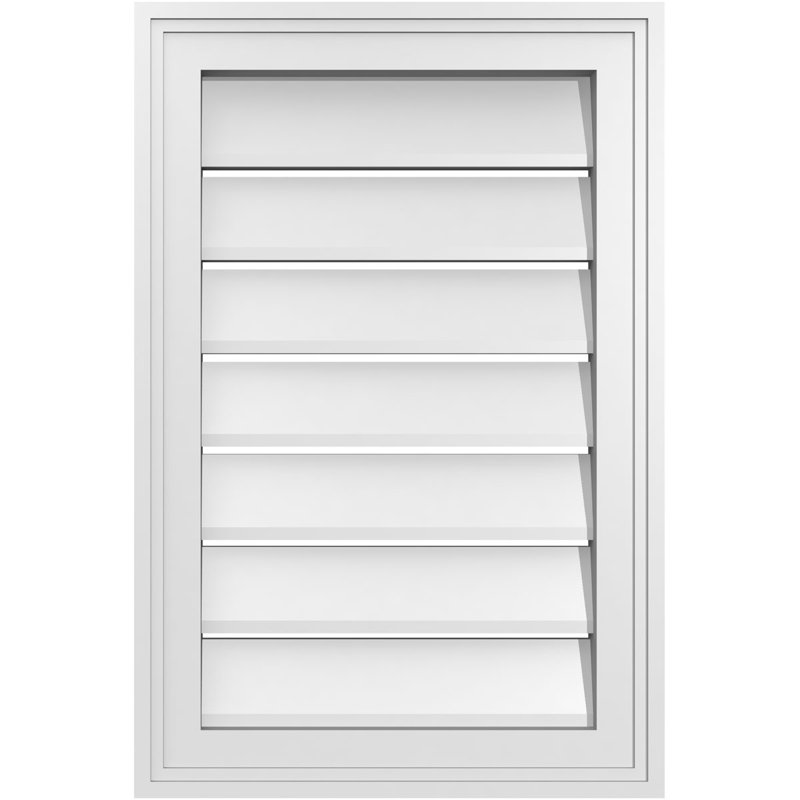 Rectangle Surface Mount Signature Urethane Functional Gable Vent, Primed Tan, 24" H x 16" W x 1.5" D