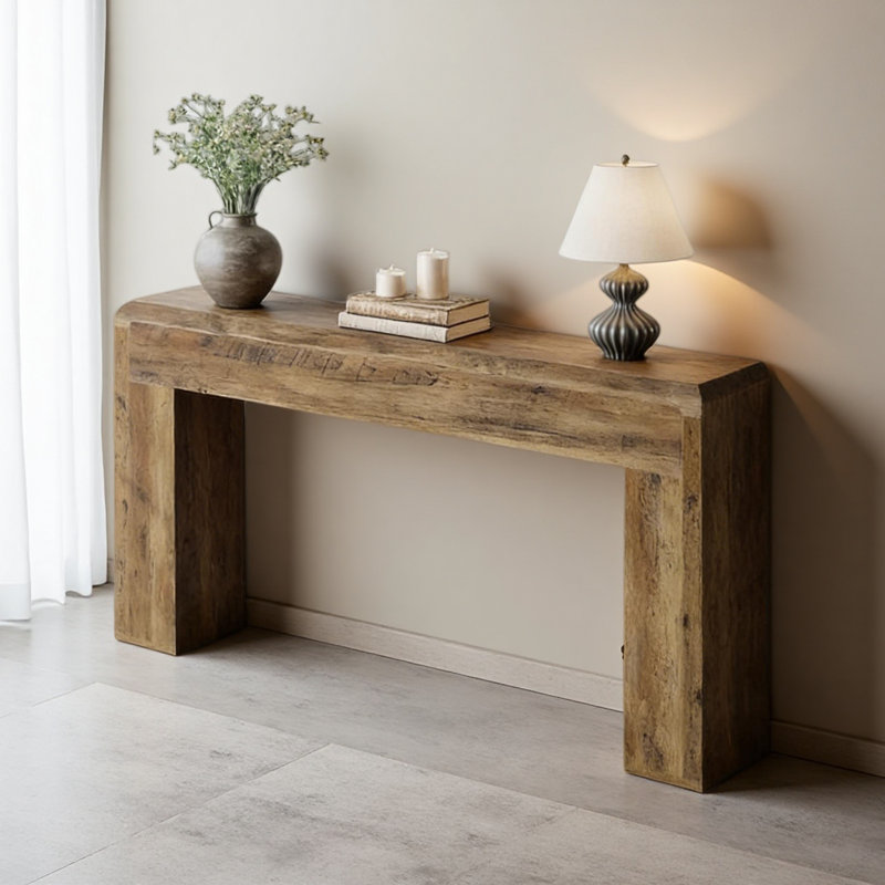 Table d'entrée en bois, console rustique, canapé