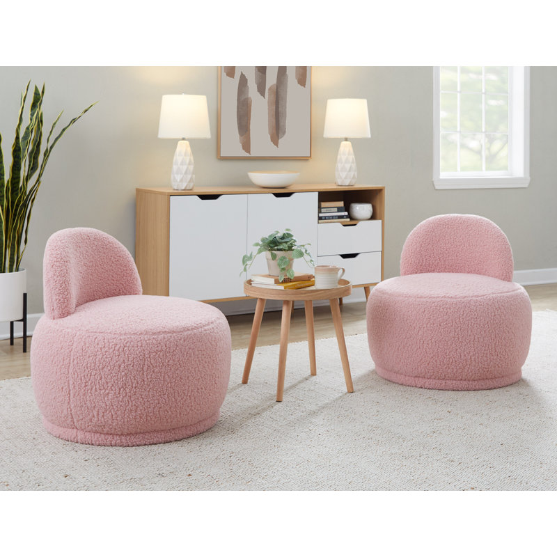 Alara Side Chair with Sherpa Fabric, Pink Fabric