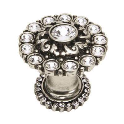 Poignée ronde multi-cristaux Caché avec plateforme halo et cristal transparent Swarovski