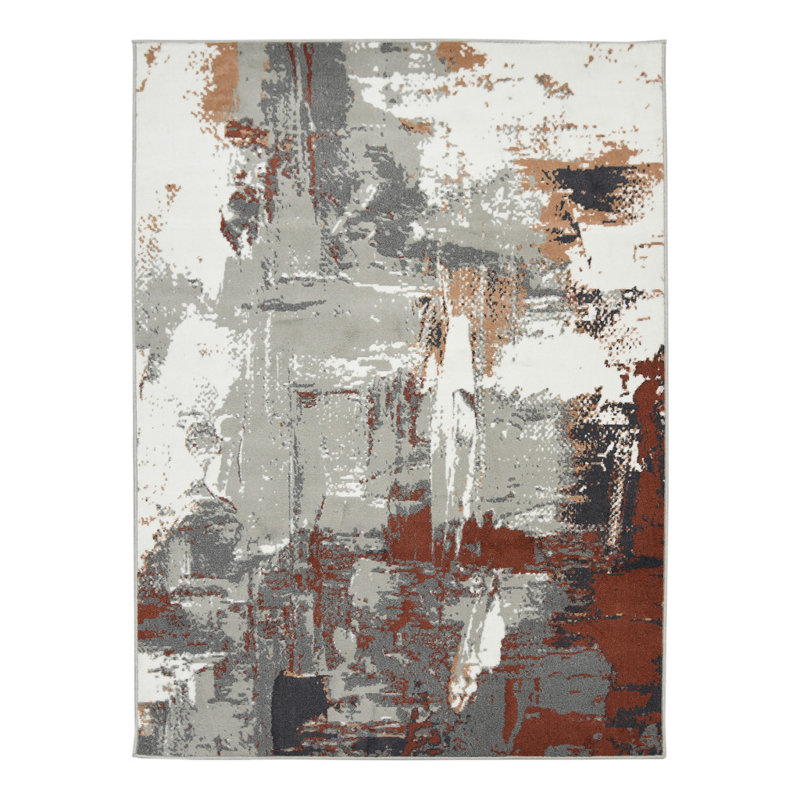 Tapis tissé à la machine 6 pi x 9 pi Rust