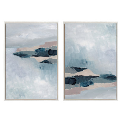 Coast 2 v1 and Coast 2 v2 by Nikita Jariwala Framed Canvas Wall Art Set
