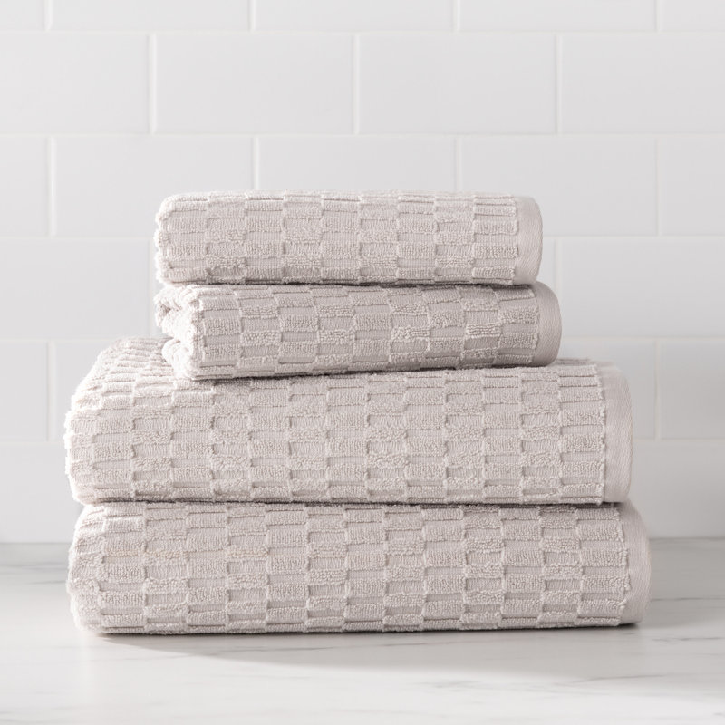 DKNY Metro Tile Quick Dry Bath And Hand Towel 4-Piece Set, Gray