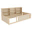 Lit plateforme simple en bois avec barrière de sécurité et tablettes de rangement latérales-481940281