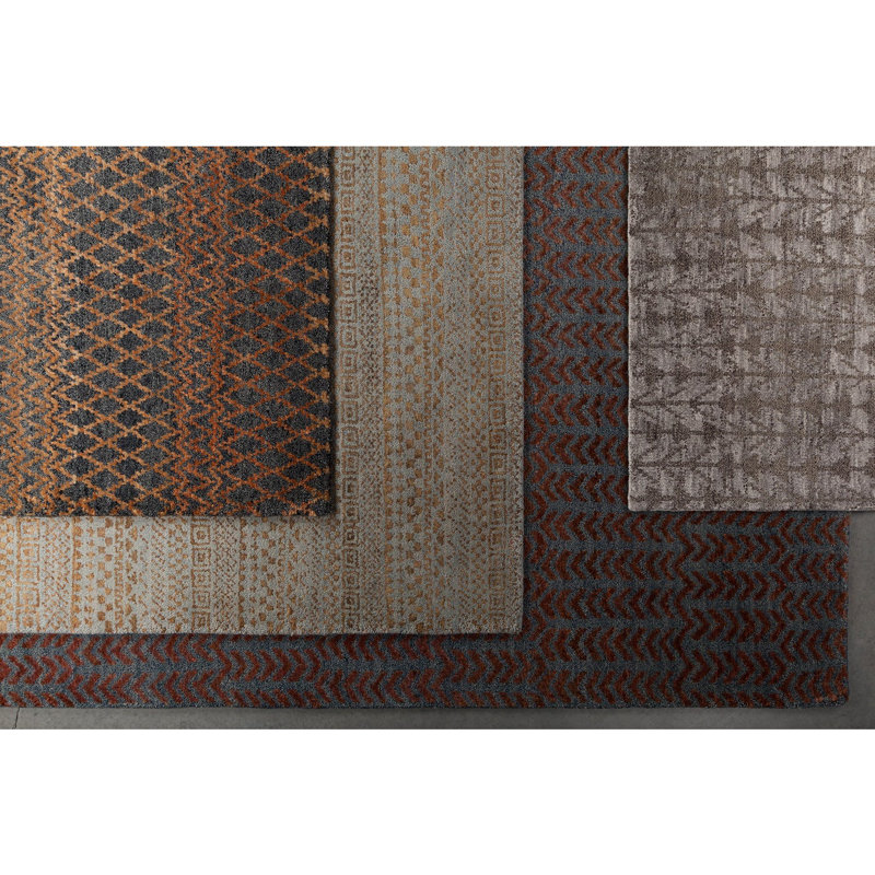 Tapis gris en jute et laine noué à la main Aldershot, Rectangle 5 pi x 7 pi 6 po