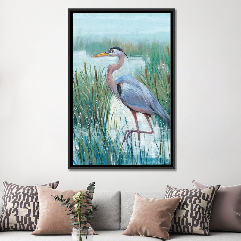 «Marsh Heron II» par Timothy O 'Toole - impression sur toile tendue, H 60 po x l 40 po x P 1,5 po, Toile encadrée noire