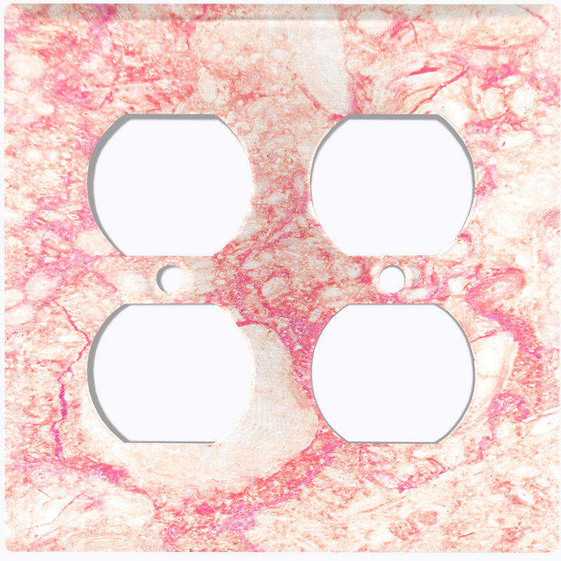 Plaque murale 2 prises doubles, Beige / rose / blanc