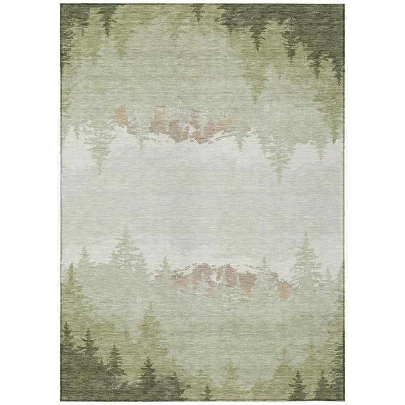 Machine Washable Indoor/Outdoor Chantille ACN2861 Lodge Rug, Celery, 5' x 7'6"