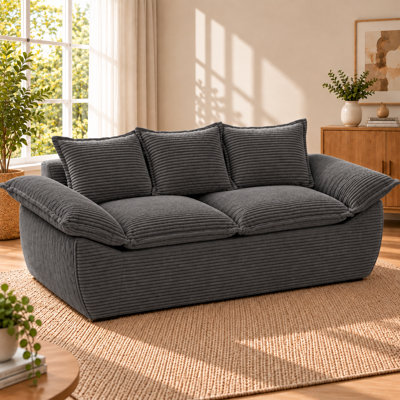 Causeuse surdimensionnée de 69 po à 3 places surdimensionnée, canapé-lit en mousse à assise profonde avec coussins amovibles et 3 coussins décoratifs pour le salon, l’appartement et le bureau