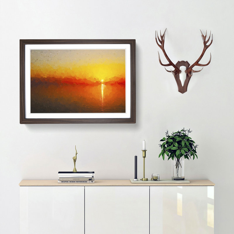 Reflection of an Orange Sunset in Abstract - Picture Frame Graphic Art Print, Walnut Framed, 62cm H x 87cm W x 2cm D
