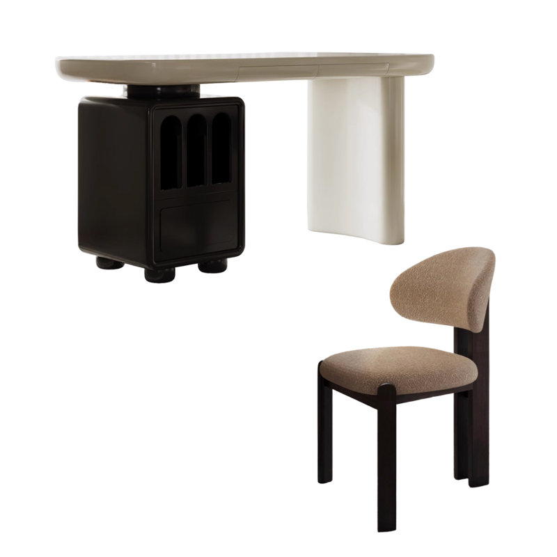 Exquisite Black And White Storage Writing Desk, 29.52" H x 55.11" W x 23.62" D