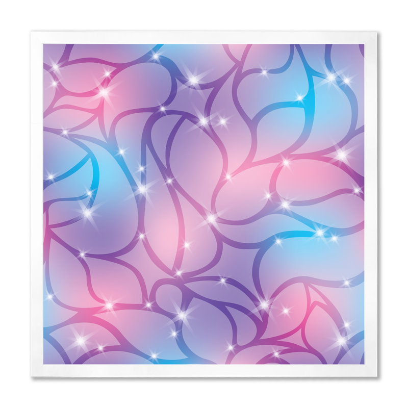 Violet et mauve abstrait avec étincelles - Impression sur toile, H 36 po x l 36 po x P 1,5 po, Cadre de coin blanc fermé